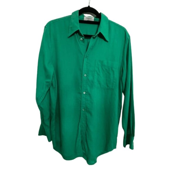 Aritzia Babaton Relaxed Linen Green Casual Button Down Shirt Blouse S - Picture 2 of 7